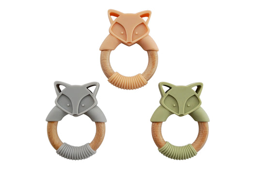FOX TEETHER | SILICONE AND WOOD RING