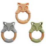 FOX TEETHER | SILICONE AND WOOD RING - Muse Baskets and Co.