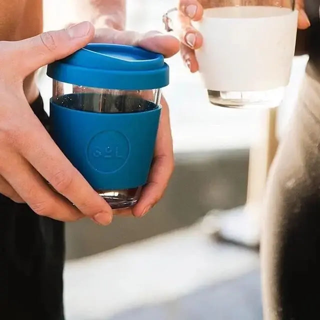 GLASS TRAVEL TUMBLER - WINTER BONDI BLUE 8 OZ - Muse Baskets and Co.