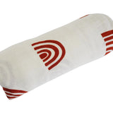 MUSLIN SWADDLE BLANKETS - IVORY + RED RAINBOW - Muse Baskets and Co.