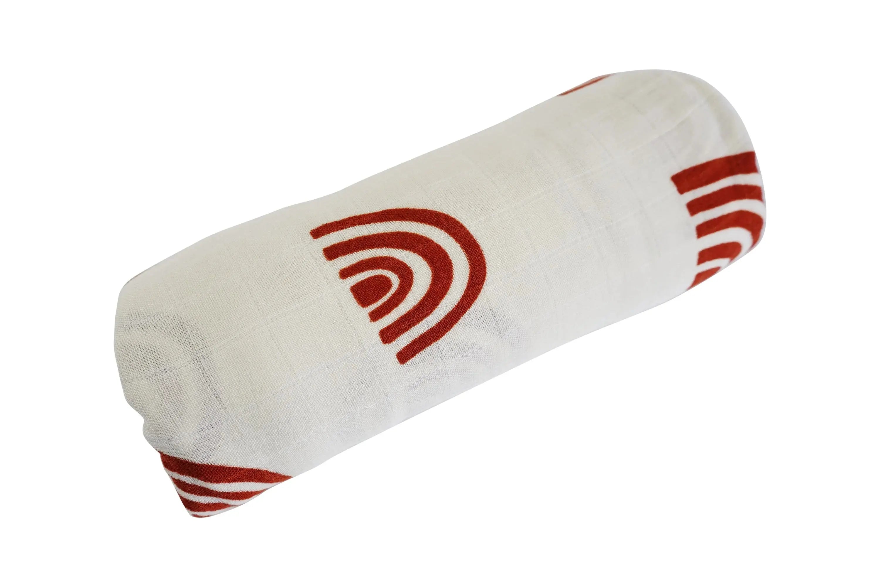 MUSLIN SWADDLE BLANKETS - IVORY + RED RAINBOW - Muse Baskets and Co.