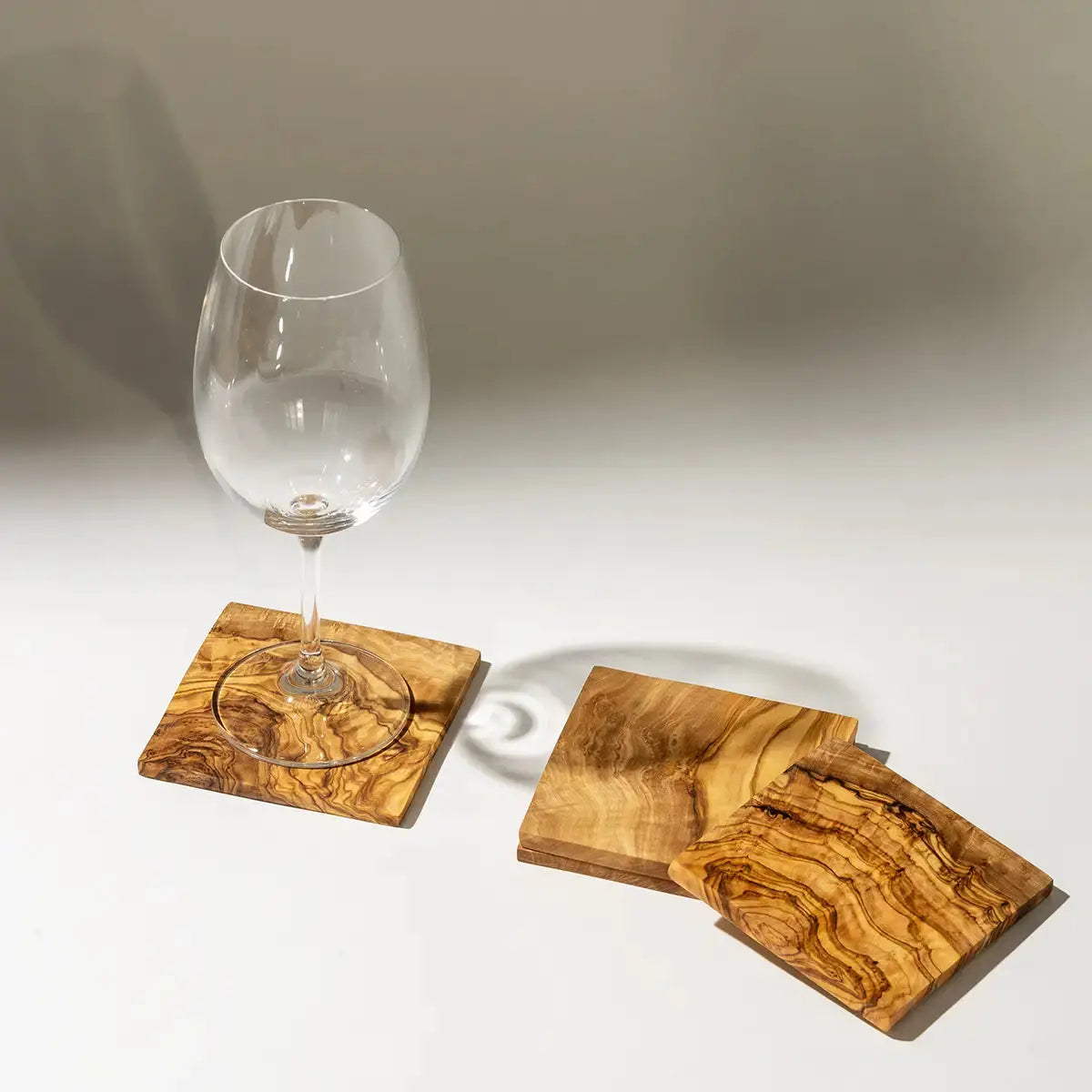 OLIVE WOOD SQUARE COASTERS - SET OF 2 - Muse Baskets and Co.
