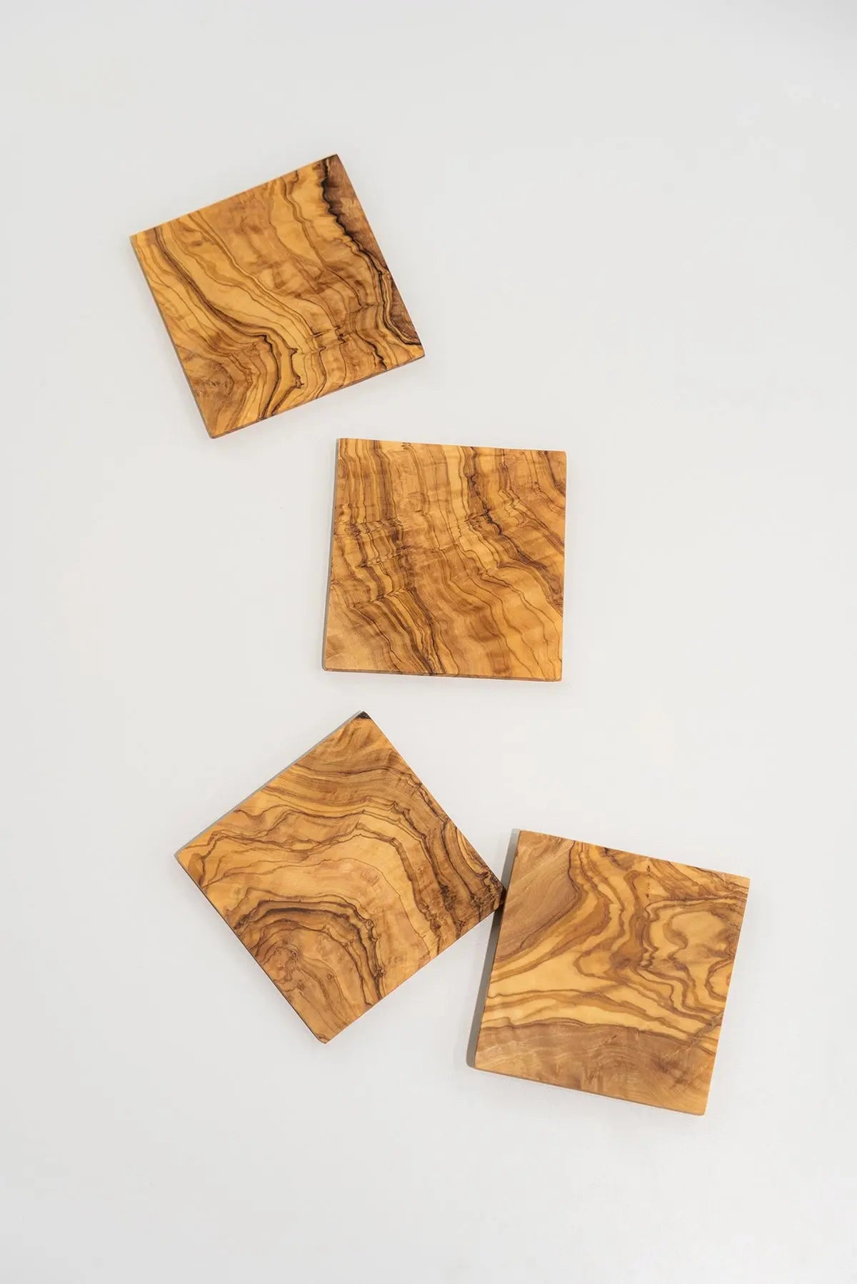 OLIVE WOOD SQUARE COASTERS - SET OF 2 - Muse Baskets and Co.