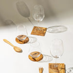 OLIVE WOOD SQUARE COASTERS - SET OF 2 - Muse Baskets and Co.