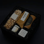 Annie’s Chocolates caramel popcorn and soft socks by Hooray Sock Co. – thoughtful relaxation gift set.