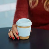 TRAVEL TUMBLER - COOL CYAN GLASS 8OZ - Muse Baskets and Co.