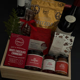 Corporate wine and gourmet gift box for offices, clients, and festive occasions.