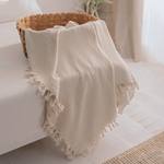 Soft Cream Farmhouse Throw Blanket & Bedspread in Cream