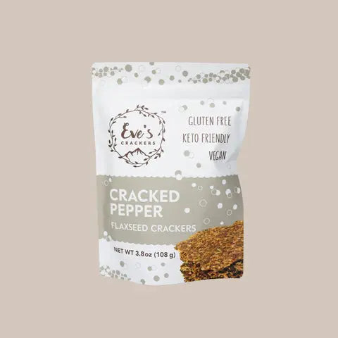 CRACKED PEPPER FLAXSEED CRACKERS - Muse Baskets and Co.