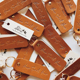 HOME SWEET HOME SCRIPT KEYCHAIN - CAMEL - Muse Baskets and Co.