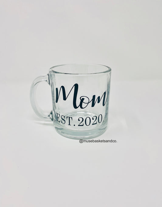 CUSTOM GLASS COFFEE/TEA MUG: MOM AND DAD