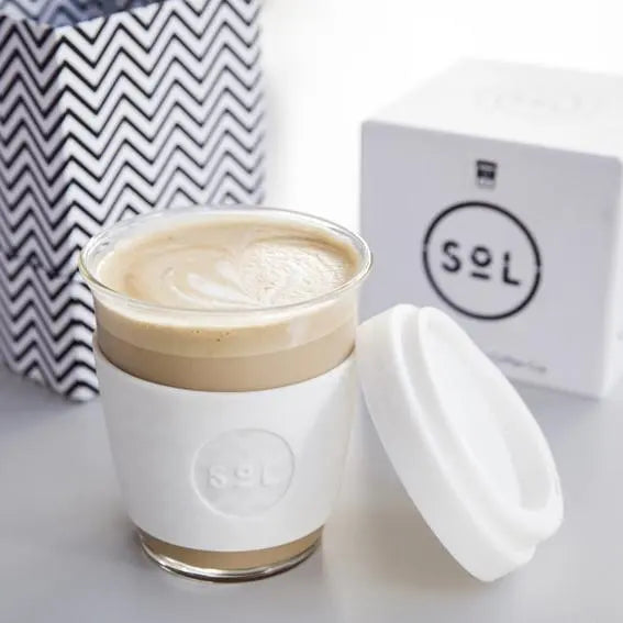 SOL GLASS TRAVEL TUMBLER - WHITE WAVE - Muse Baskets and Co.