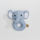 Blue Sweater Knit Crochet Ring Rattle