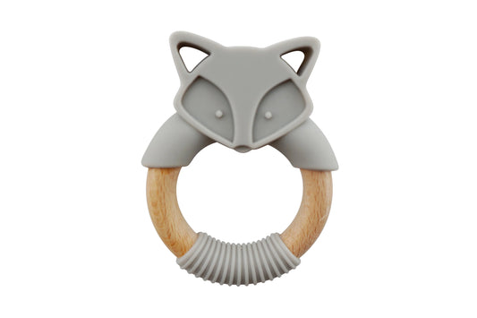 FOX TEETHER | SILICONE AND WOOD RING