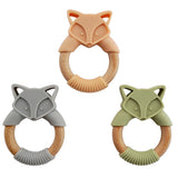 FOX TEETHER | SILICONE AND WOOD RING