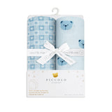 Blue Baby Bear Muslin Swaddles