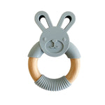 BUNNY TEETHER | SILICONE AND WOODEN RING - Muse Baskets and Co.
