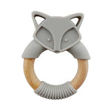 FOX TEETHER | SILICONE AND WOOD RING - Muse Baskets and Co.