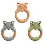FOX TEETHER | SILICONE AND WOOD RING - Muse Baskets and Co.
