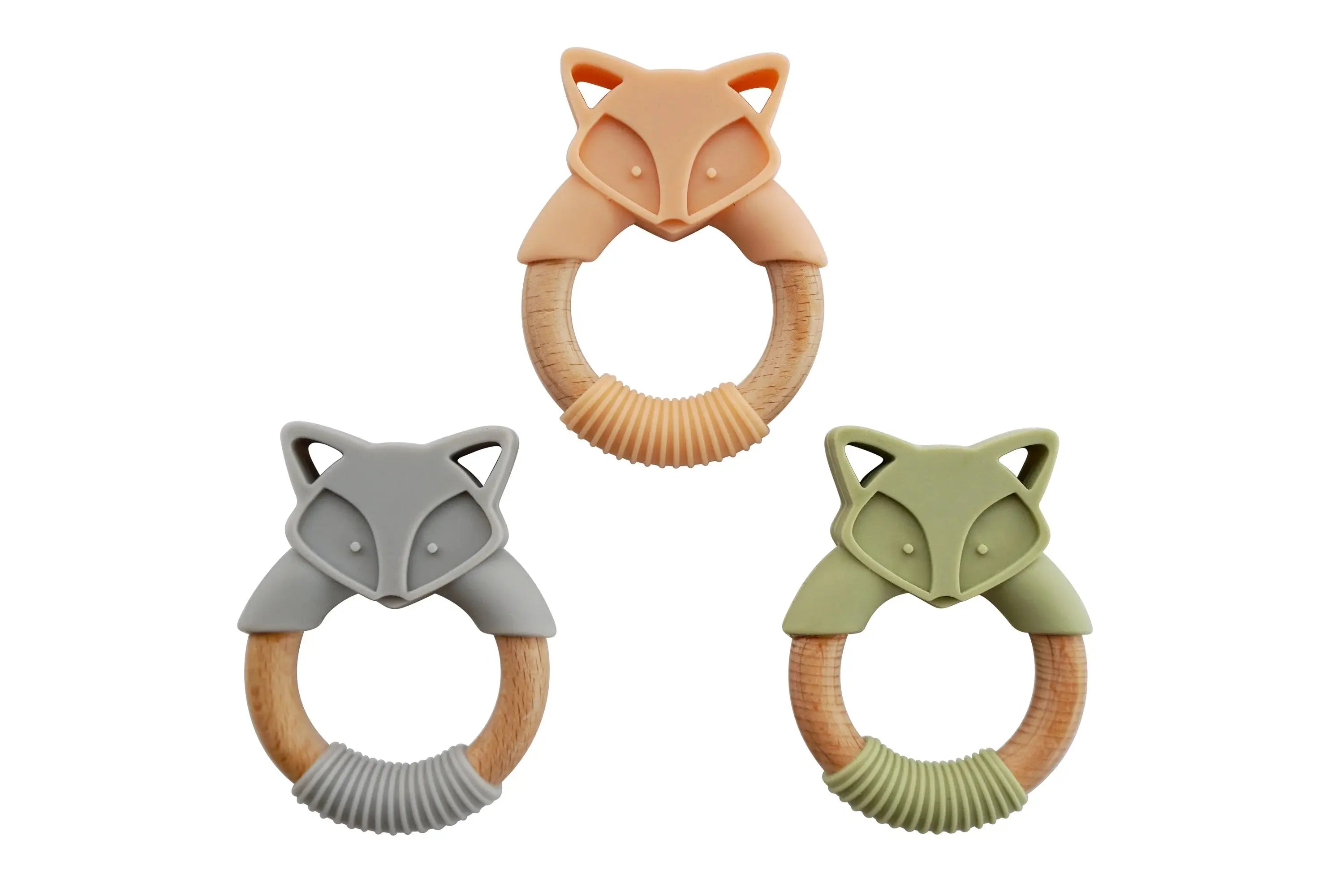 FOX TEETHER | SILICONE AND WOOD RING - Muse Baskets and Co.