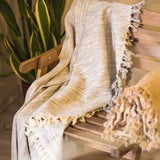 Farmhouse Throw Blanket | Black, Striped, Cream or Mustard Stripes