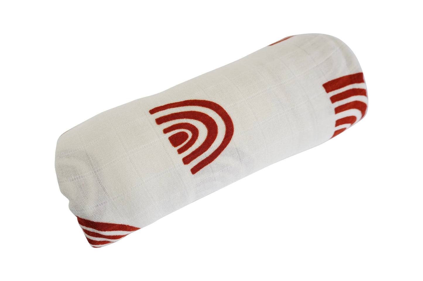 MUSLIN SWADDLE BLANKETS - IVORY + RED RAINBOW