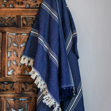 Farmhouse Throw Blanket | Black, Striped, Cream or Mustard Stripes