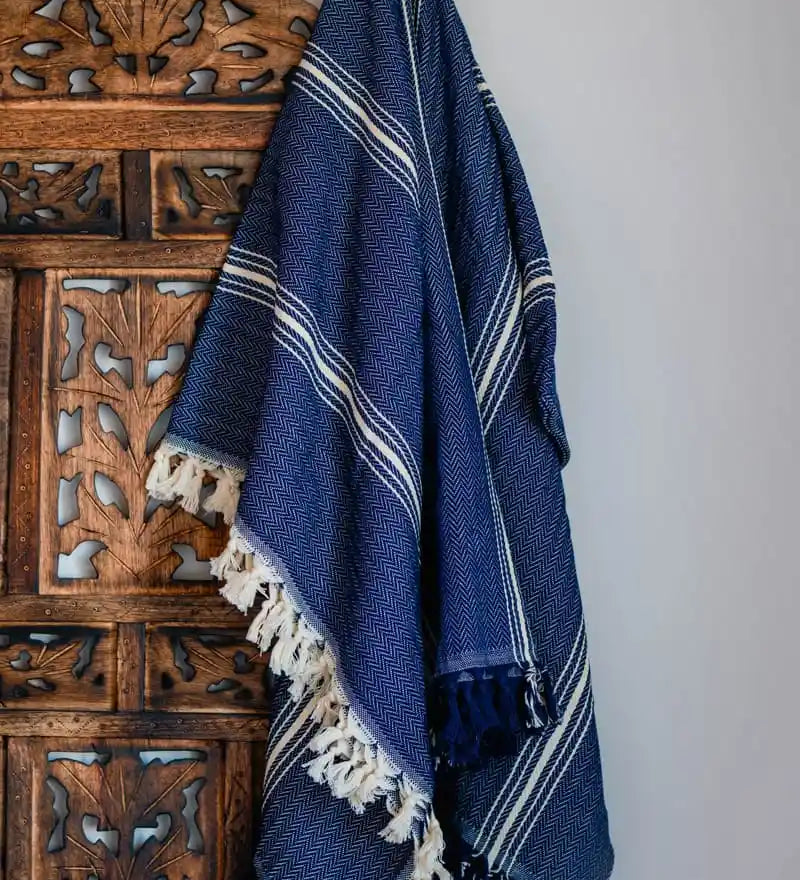 Farmhouse Throw Blanket | Black, Striped, Cream or Mustard Stripes