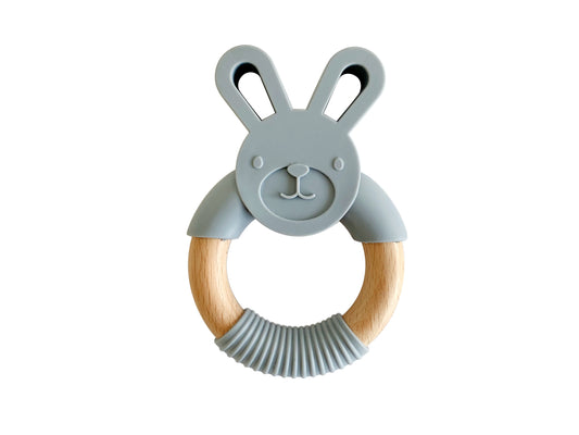 BUNNY TEETHER | SILICONE AND WOODEN RING