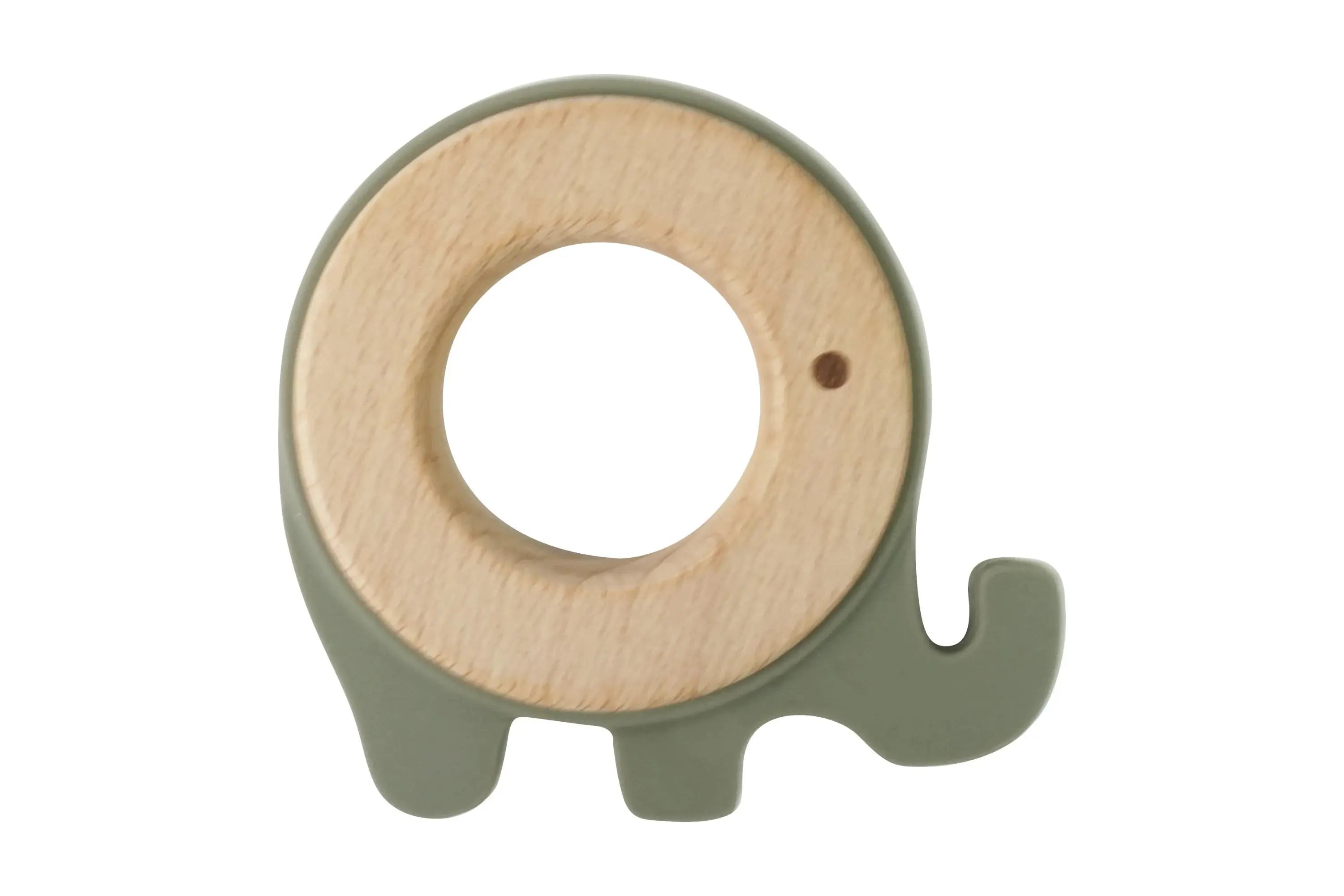 SAGE ELEPHANT TEETHER | WOOD + SILICONE - Muse Baskets and Co.