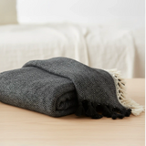 Farmhouse Throw Blanket | Black, Striped, Cream or Mustard Stripes