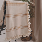 Farmhouse Throw Blanket | Black, Striped, Cream or Mustard Stripes