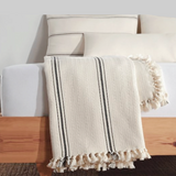 Farmhouse Throw Blanket | Black, Striped, Cream or Mustard Stripes