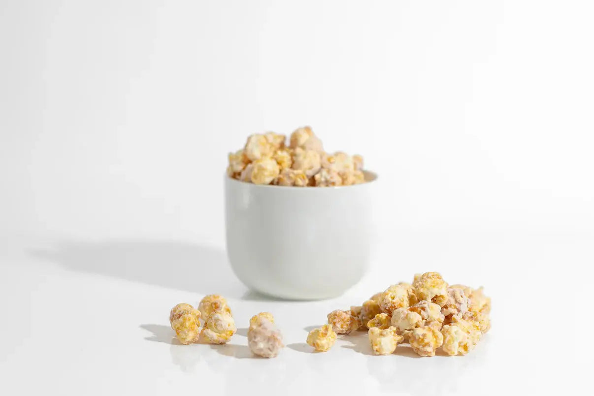 WHITE CHOCOLATE CARAMEL CORN - Muse Baskets and Co.
