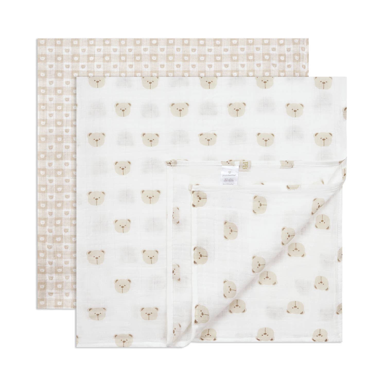 Gender Neutral Swaddles with Beige Baby Bears 