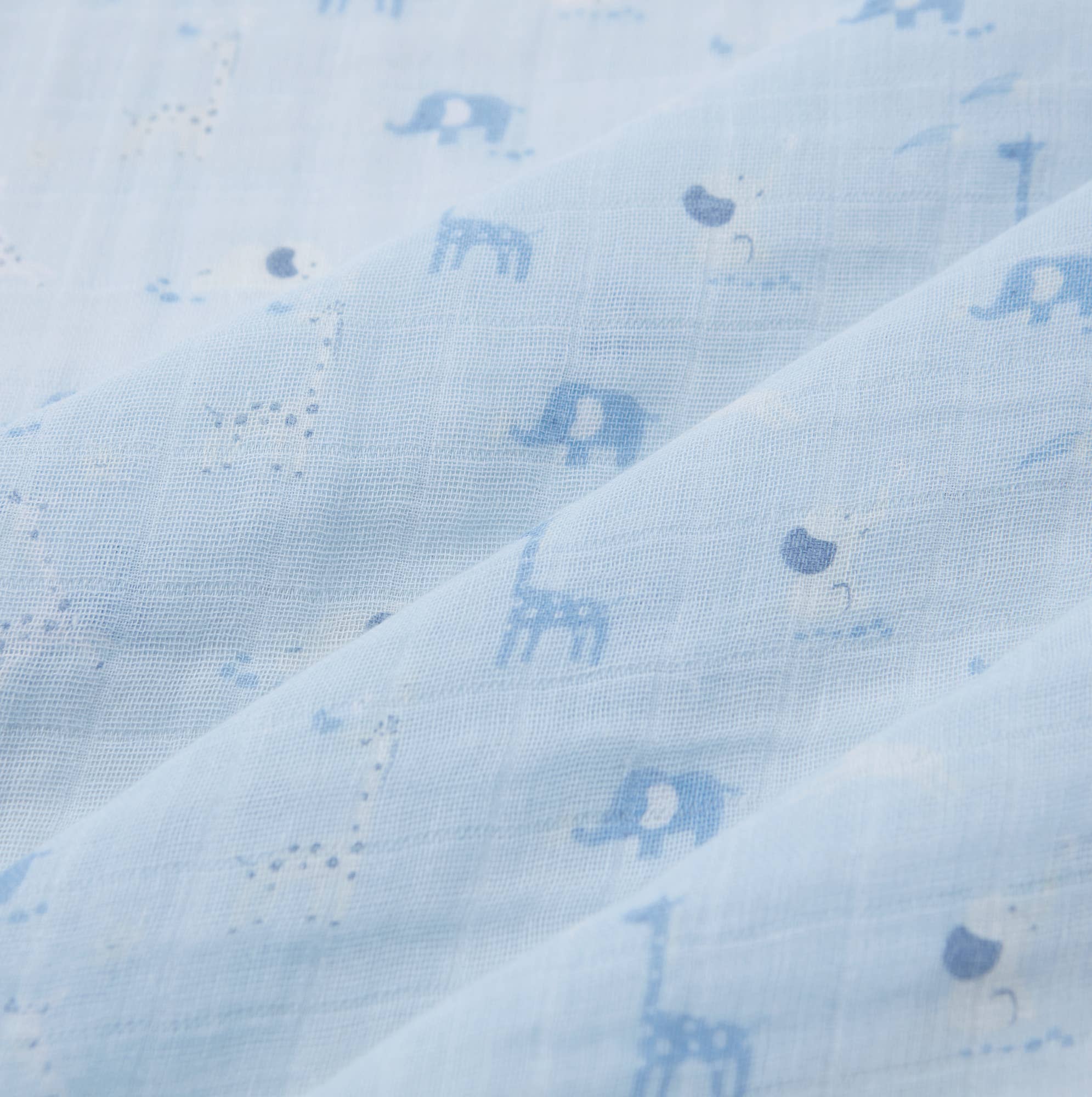 Light blue fabric with small animal prints