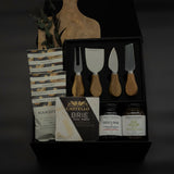 Luxury charcuterie gift box with olive wood board acacia cheese knives brie and gourmet jams by Muse Baskets and Co Vancouver