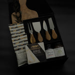 side view of luxury charcuterie gift box with Lynn and Liana Designs cheese knives and Handfuel everything bagel cashews