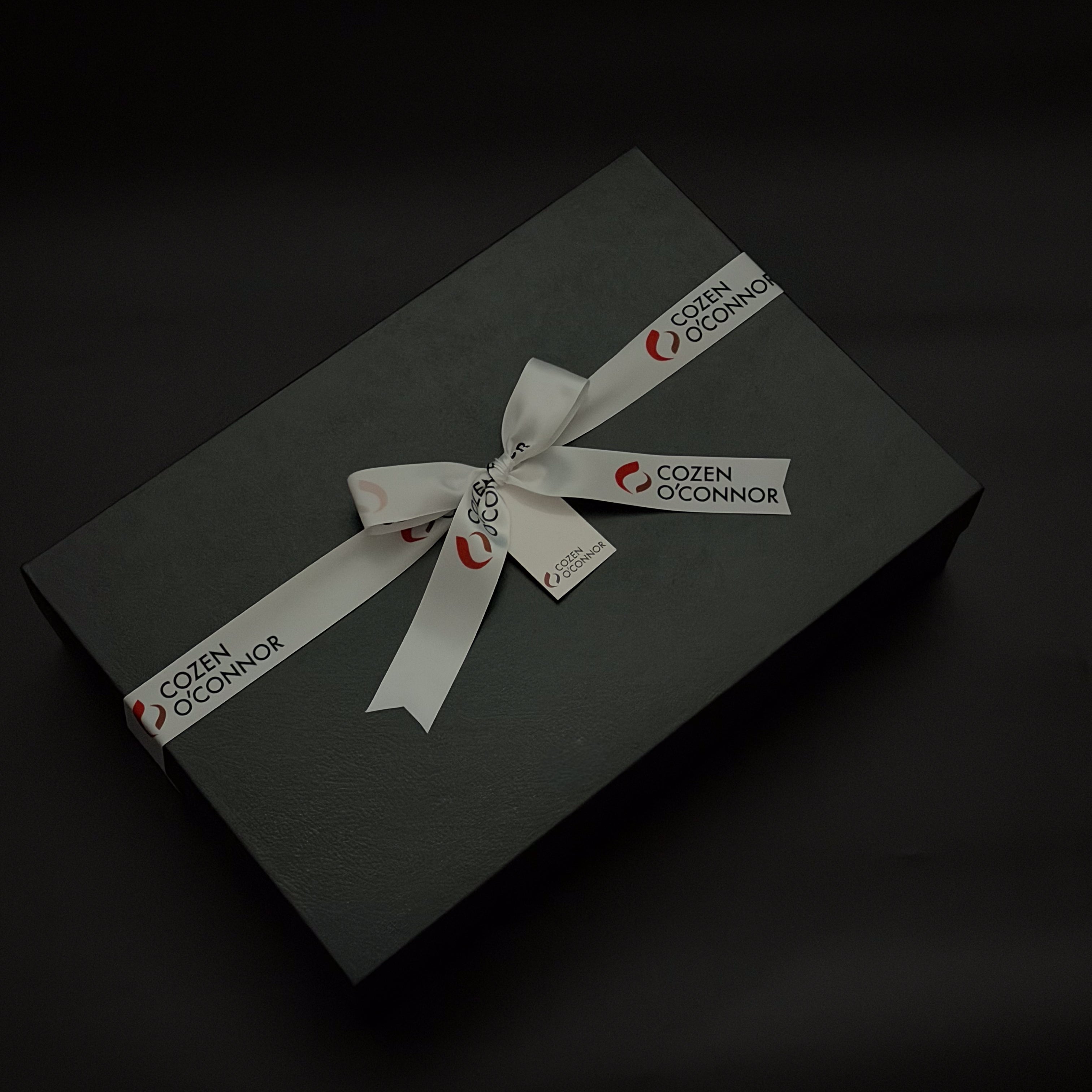 Gift box with Custom Ribbon and Gift Tag for Cozen O'Connor