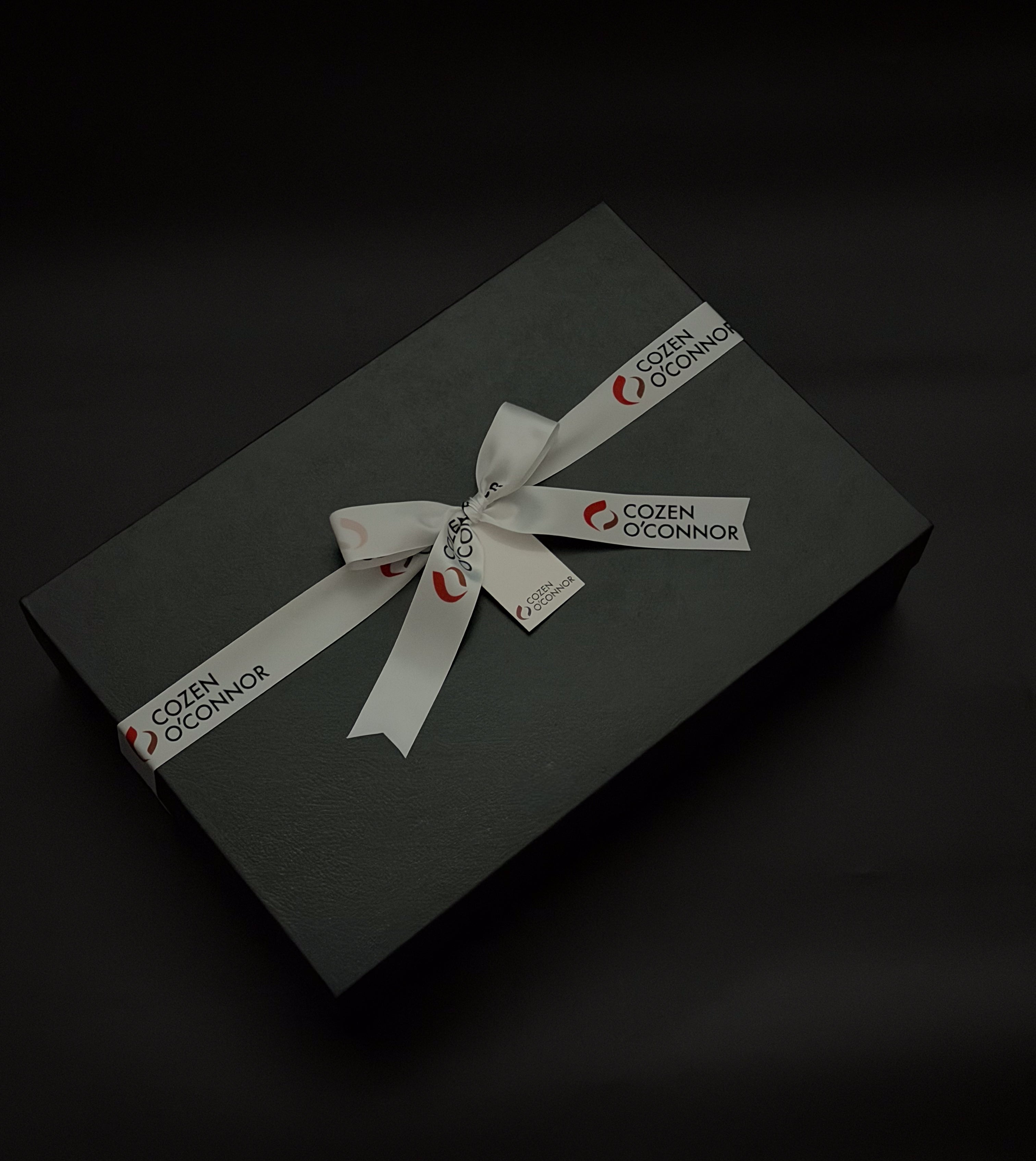 Gift box with Custom Ribbon and Gift Tag for Cozen O'Connor