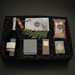 Mission Hill Reserve Brut and VIS candle with artisan treats in St. James Reserve, a holiday gift by Muse Baskets and Co.