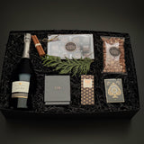 Mission Hill Reserve Brut and VIS candle with artisan treats in St. James Reserve, a holiday gift by Muse Baskets and Co.