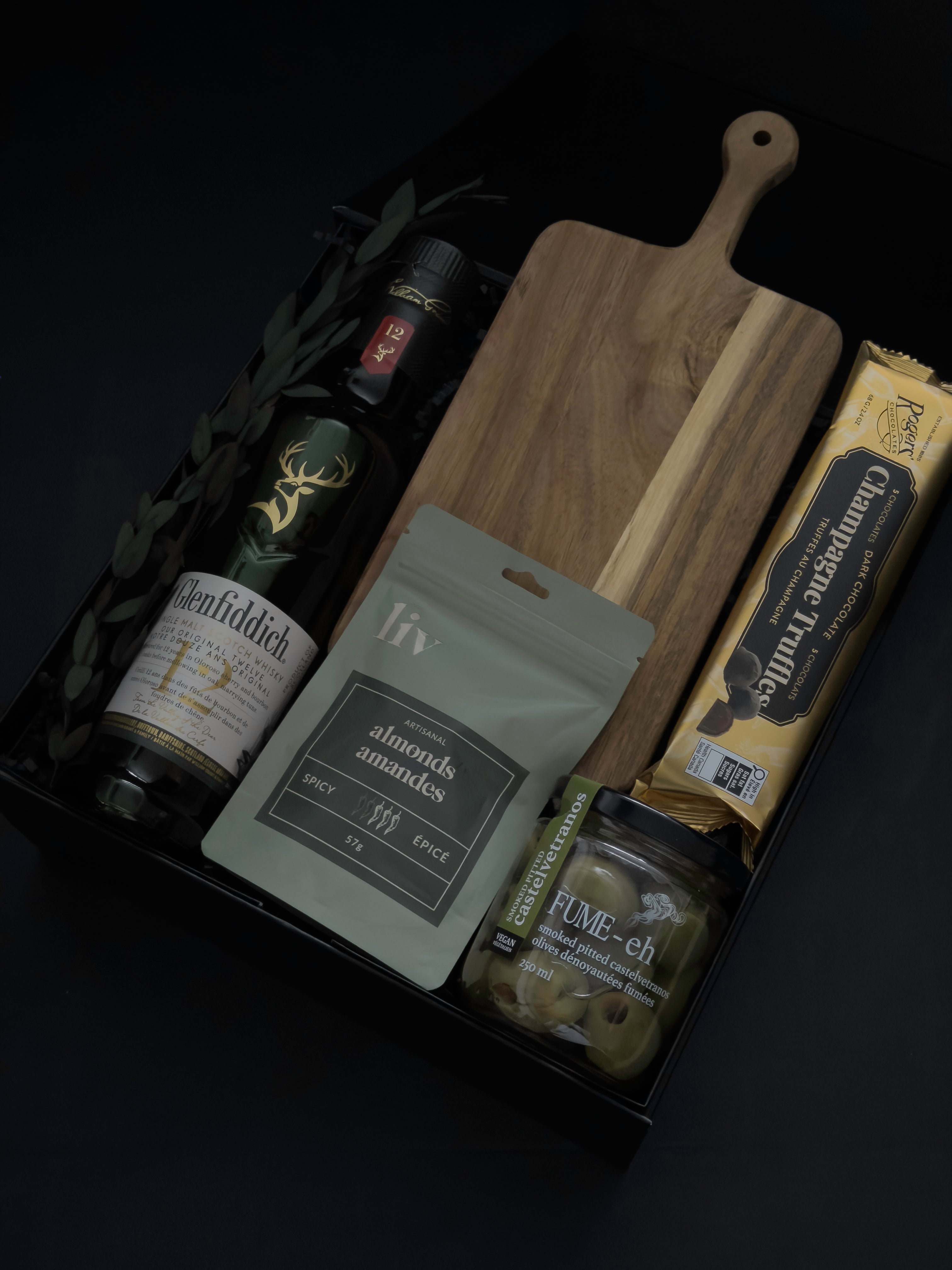 Fume-eh Gourmet smoked pitted Castelvetrano olives in Aged and Refined luxury gift box for him