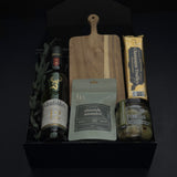 uxury whisky gift box for him with Glenfiddich 12 Year single malt acacia wood board and artisan provisions by Muse Baskets and Co Vancouver