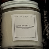 organic soy candle by wexford candle customized for Muse Baskets and Co.