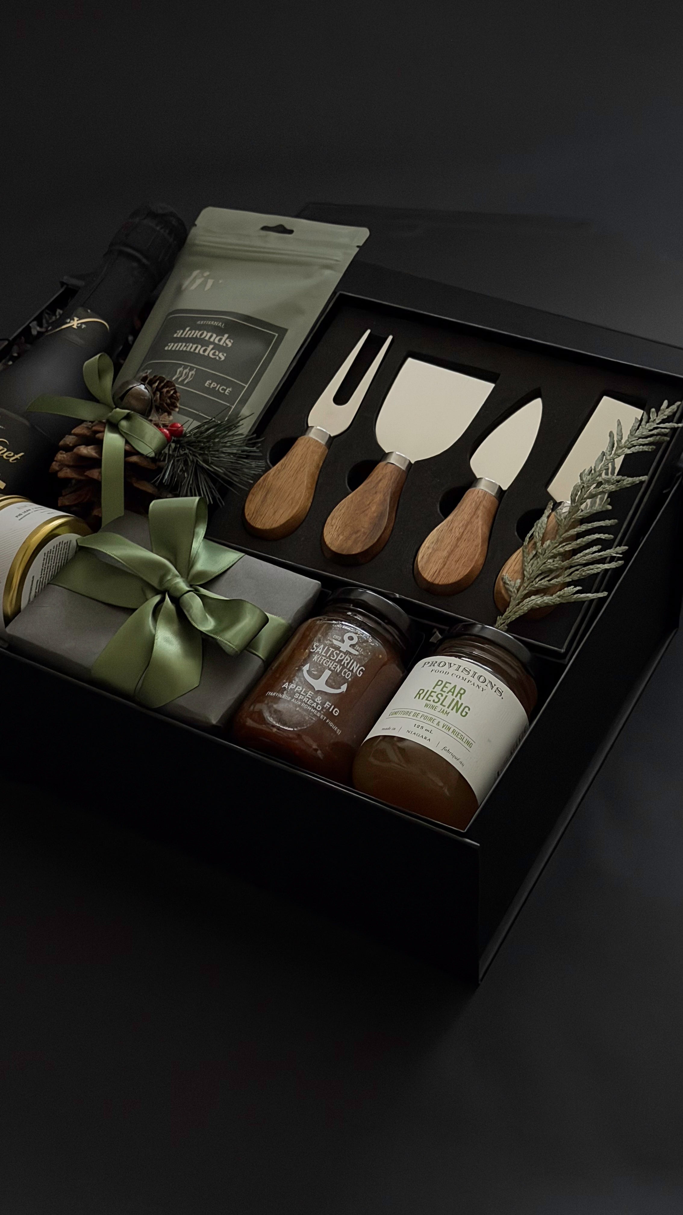 Elegant black charcuterie gift box perfect for client appreciation or holiday entertaining.