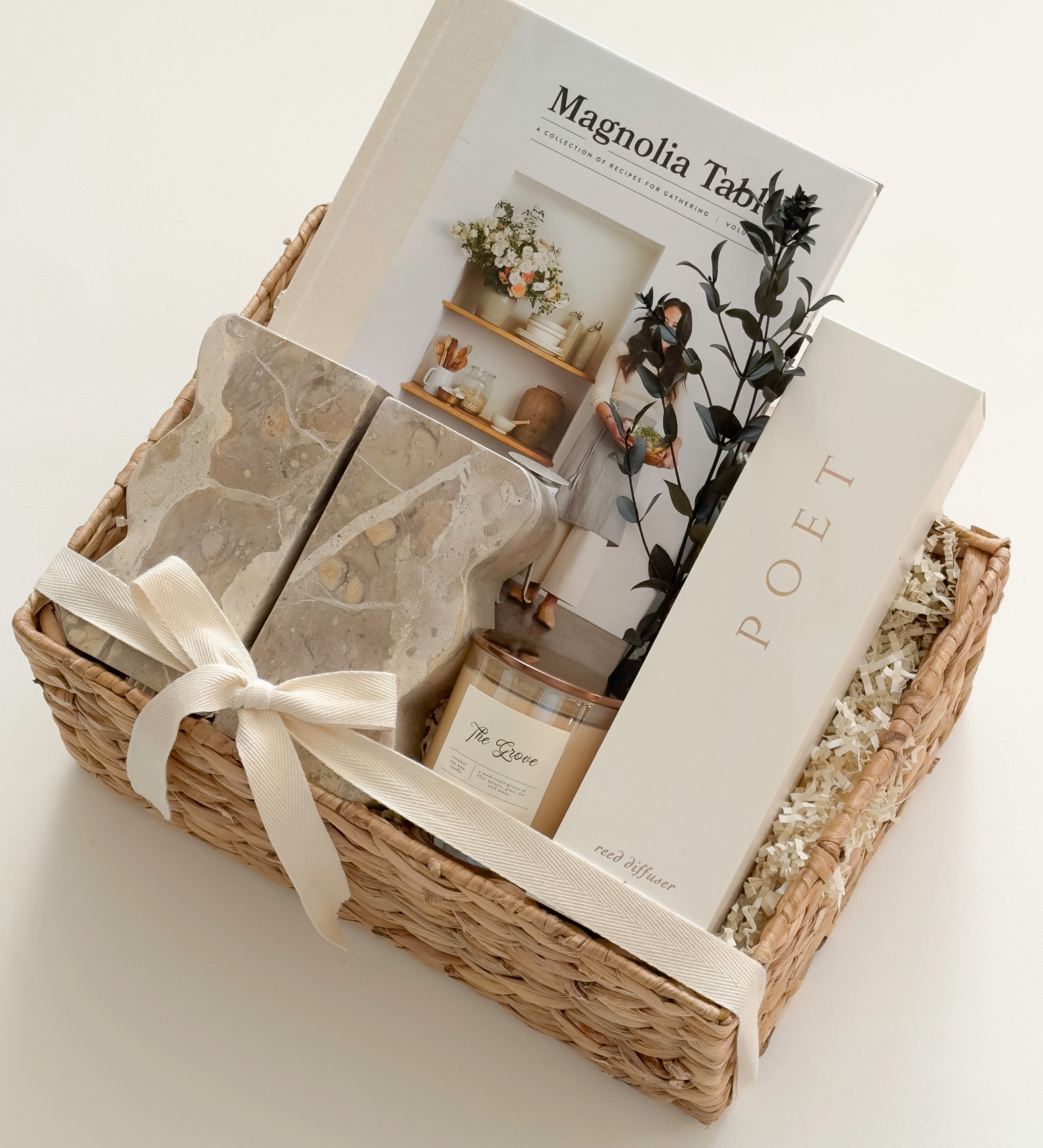 Refined possession day gift for a new homeowner featuring curated kitchen, décor and home fragrance pieces by Muse Baskets and Co.