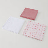 Three swaddles, prink, white and pink elephants on a light background
