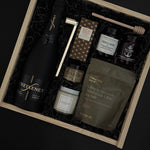 Realtor closing gift box featuring cava, spreads, chocolate, and candle.