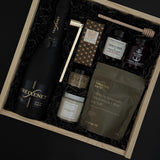 Realtor closing gift box featuring cava, spreads, chocolate, and candle.